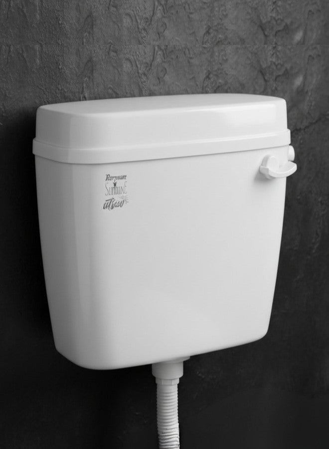 Parryware Slimline UTSAV Single Flush Polymer Cistern for Toilet | Polypropylene White Flush Tank | with Complete Flushing Set | E83751C - Image 1